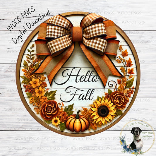 a fall wreath with a bow and sunflowers