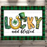 Lucky And Blessed, St. Patrick's Day, Light Weight, Wreath Sign, Metal, No Holes