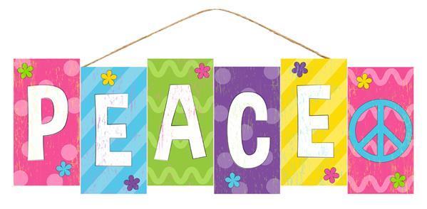 Peace Block Sign, Bright, Multi-Color, MDF, 14"L X 4.75"H, AP7034