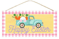 Happy Easter Truck, MDF Sign, 12.5" L X 6" H, Yellow, Pink, Multi, AP8724