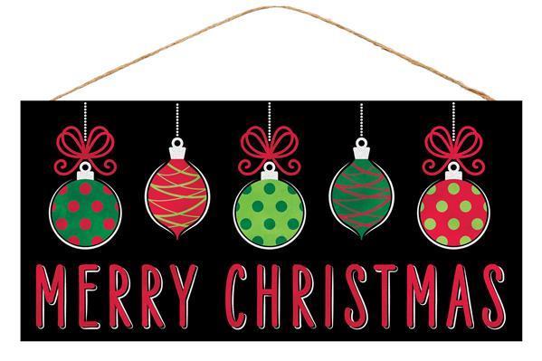 Merry Christmas Ornaments, MDF Sign, Iridescent Glitter, 12.5"Lx6"H, AP8841