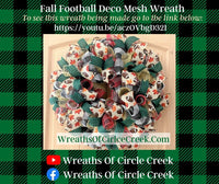 Fall Football Wreath, Deco Mesh and Ribbon Wreath, Green, Brown, Beige, Gold, Red, Black, White, Medium to Large Size