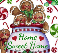 Gingerbread, Home Sweet Home, Candy, Peppermints, Plaid Border, Round Metal, Wreath Sign, No Holes
