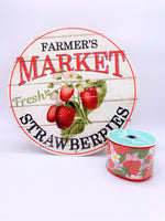 Farmer's Market Strawberries, Metal Sign, and Ribbon Set