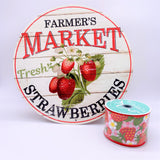 Farmer's Market Strawberries, Metal Sign, and Ribbon Set