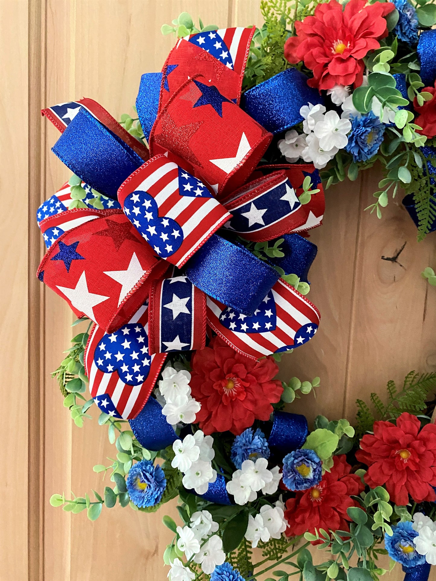 Fourth Of July, Grapevine Wreath, Artificial Florals, Happy 4th Of July Gnome, Red, White, Blue, Multi