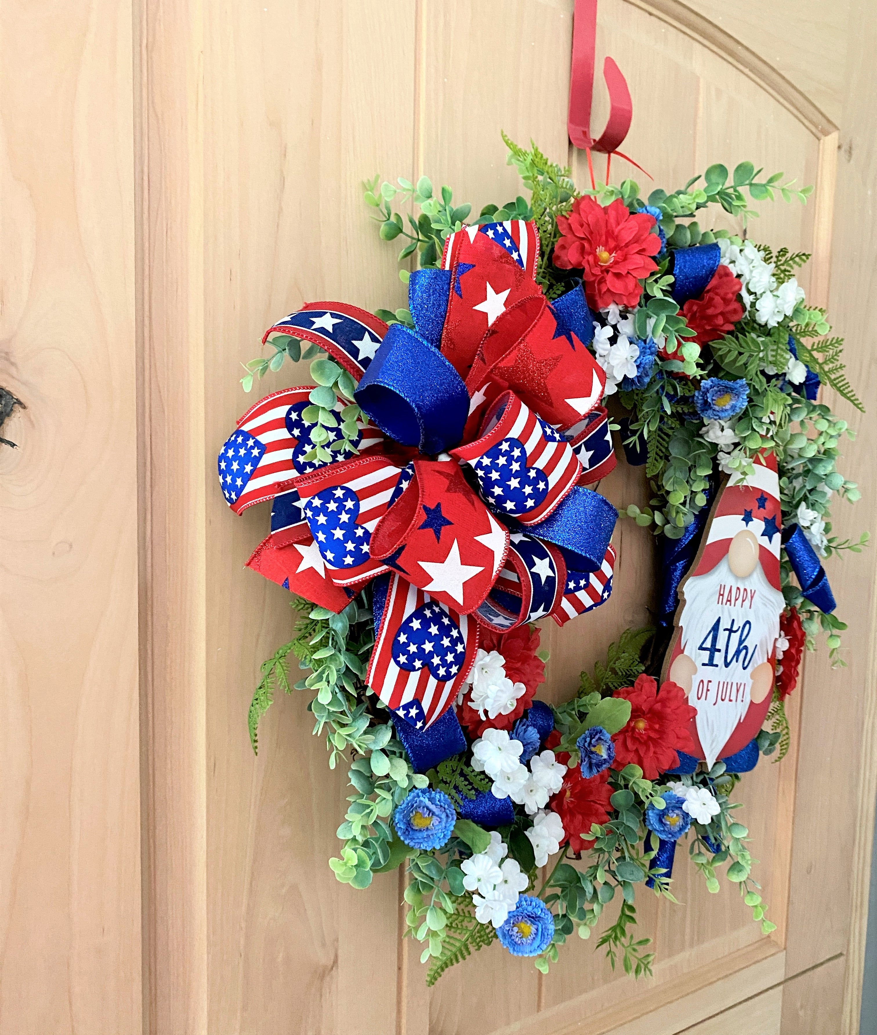 Fourth Of July, Grapevine Wreath, Artificial Florals, Happy 4th Of