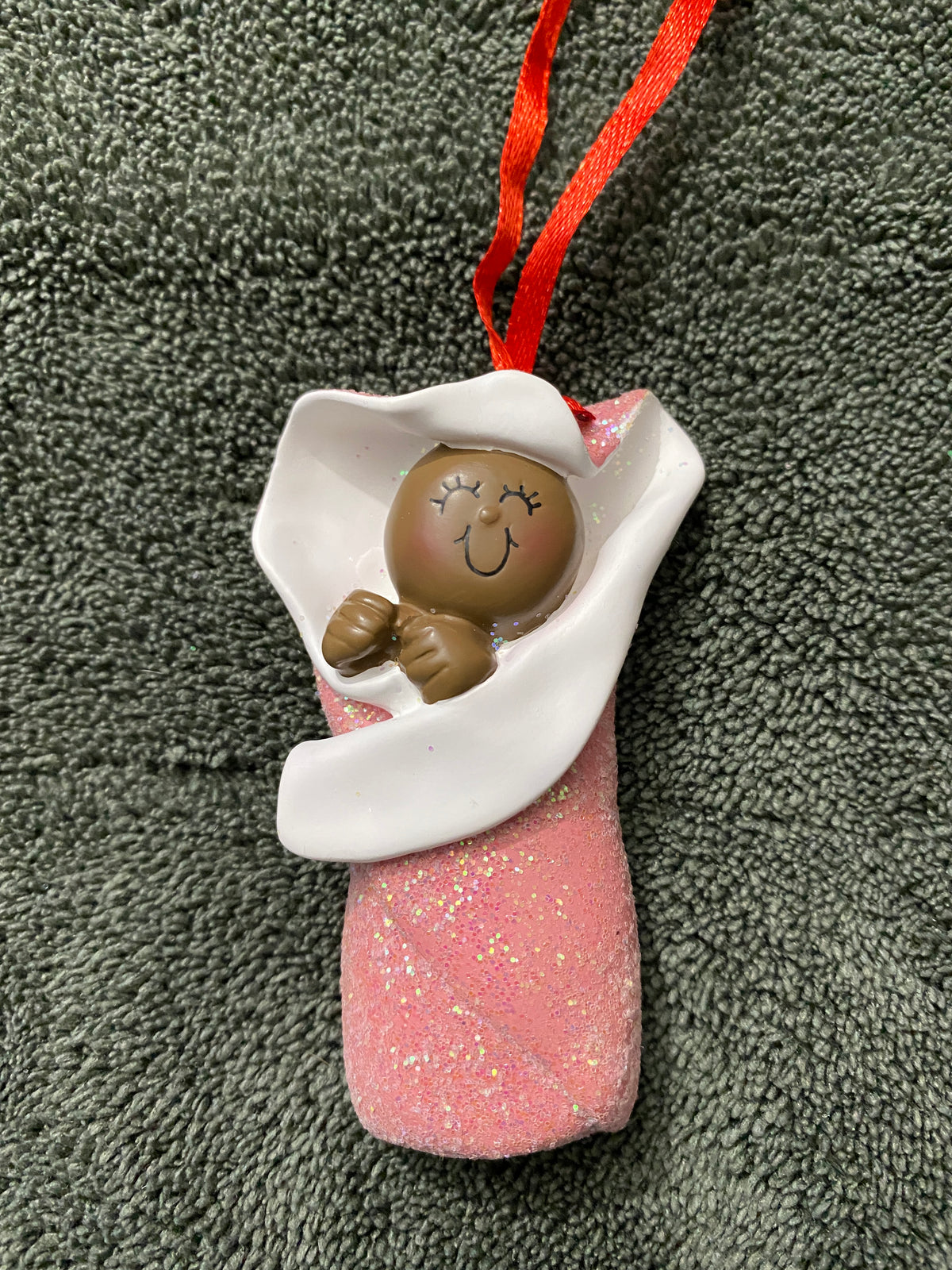 Baby in Bunting w/ Glitter, Pink, Ornament, DIY, Personalize It, OC-213-P-AA