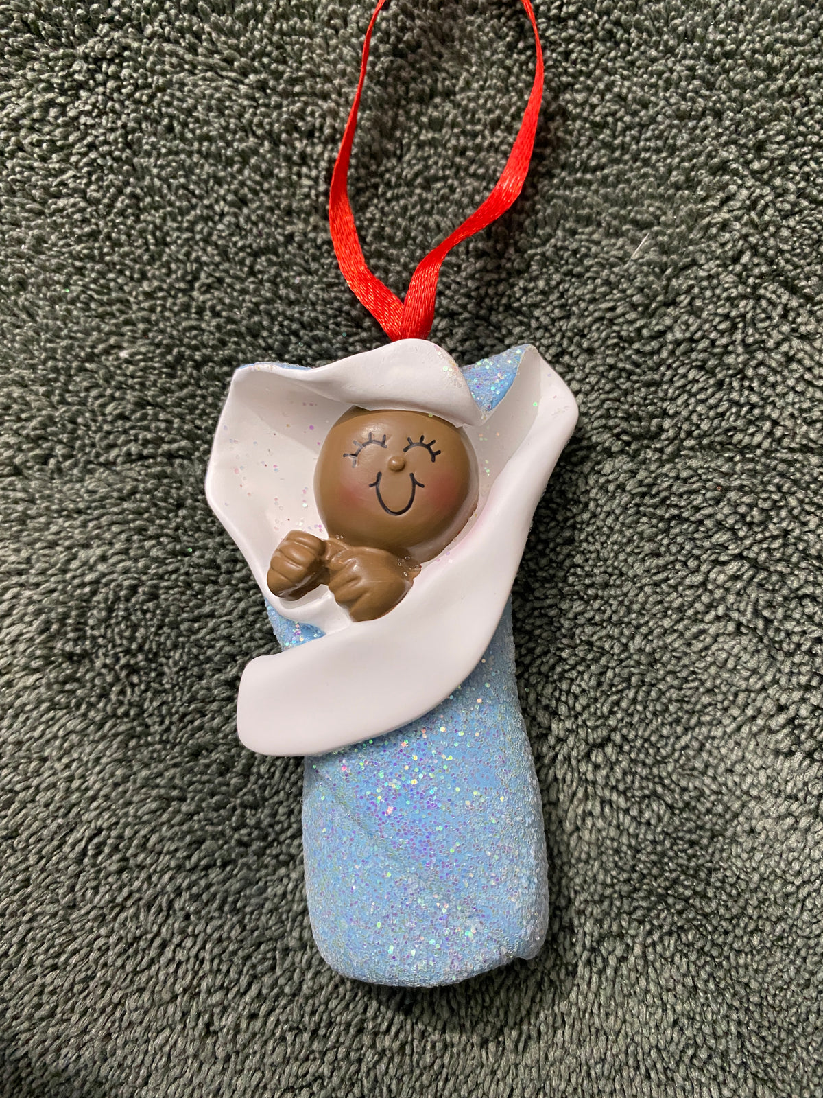 Baby in Bunting w/ Glitter, Blue, Ornament, DIY, Personalize It, OC-213-B-AA