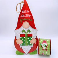 Merry Christmas Gnome, MDF Sign, and Wired Ribbon Set, AP8904, RGE1417LT