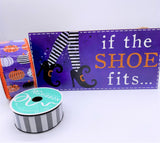 If The Shoe Fits, Halloween Witch, Pattern Pumpkins, MDF Sign & Wired Ribbon Set, AP8821, RG0184227, RGA815423