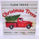 Farm Fresh Christmas Trees, Red Truck, MDF Sign And Ribbon Set, AP8343, RGB1003C2, RGA11025J