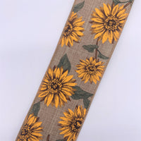 Cut at 3 Yard Increments, Linen Sunflower, Natural, Wired Edged Ribbon, 2.5" X 3YD