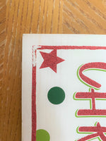 Blemished, Glitter Peeking Elf, Merry Christmas, White, Red, Emerald, Lime, MDF Sign, 12.5"Lx6"H, DAP8849