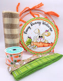 Easter Wreath KIT, Every Bunny Welcome, Easter Bunny, Carrots, Plaid, Green, Orange, Beige, White, Kit #4
