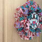 Valentine Wreath, Gnomes, Happy Valentine's Day, Leopard, Hearts, Red, Pink, Turquoise, White, Small Size