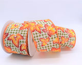 Fall Leaves Dotted Gingham Ribbon, Canvas, 2.5" X 10 Yards