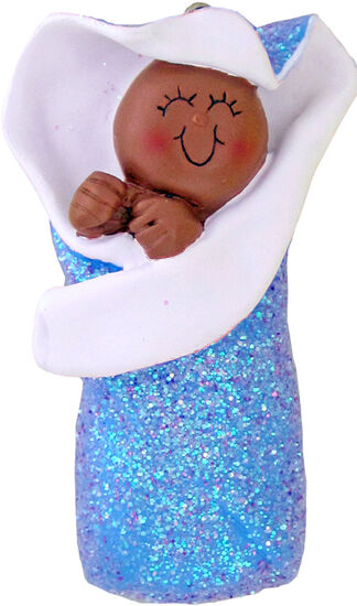 Baby in Bunting w/ Glitter, Blue, Ornament, DIY, Personalize It, OC-213-B-AA