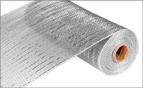 Silver With Silver Foil, Metallic Mesh, 10" X 10YD, RE800126