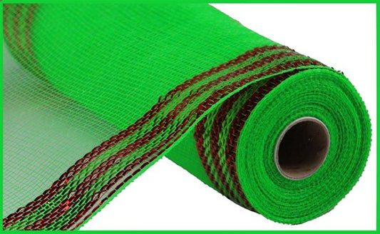 Border Stripe Mesh, Lime And Red, Metallic, 10.5" X 10 YD, RY850370