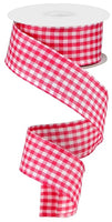 Dark Pink And White,  Gingham Check, Wired Ribbon, 1.5" X 10 YD, RG01048AJ
