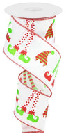 Elf Hats And Legs On Royal, White, Red, Lime, 2.5" X 10 YD., RG0157127