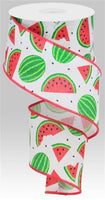 Watermelon Slices On Royal, Wired Ribbon, White, Red, Pink, Green, Black, 2.5" X 10 YD, RG0199227