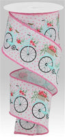 Bicycles, On Royal, Wired Ribbon, White, Pink, Blue, Multi, 2.5" X 10 YD., RGA164027