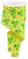 Frogs, On Royal, Yellow, Green, Pink, White, Canvas, 2.5" X 10 YD., RGC120929