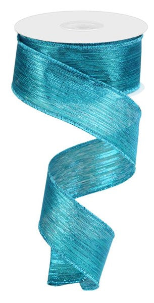 Peacock Blue, Vertical Metallic Stripe, Wired Ribbon, 1.5" X 10YD, RGC1299A2