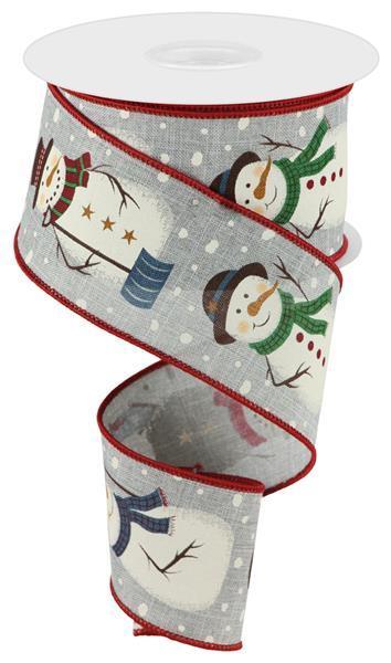 Rustic Snowman On Royal, Wired Ribbon, Canvas, 2.5" X 10 YD, RGC16055X