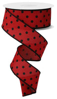 Red And Black, Small Polka Dot, 1.5" X 10 YD, RGE174324