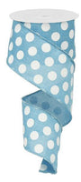 Turquoise And White, Multi Dots, Wired Ribbon, 2.5" X 10 YD., RX9146A2