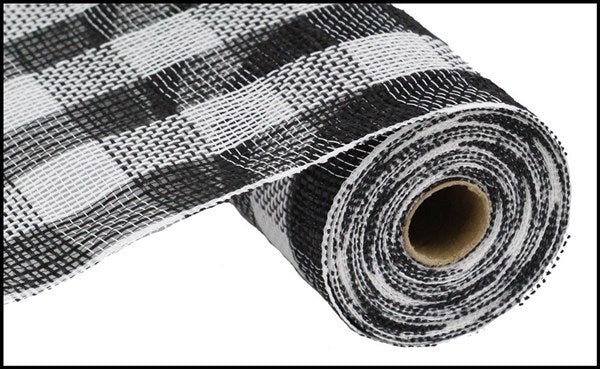 Jute Mesh, Faux, Check, Black And White, 10" X 10YD, RY830762
