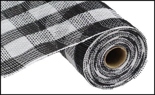 Jute Mesh, Faux, Check, Black And White, 10" X 10YD, RY830762