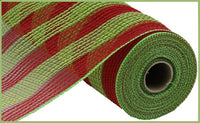 Thin Stripe, Fabric Mesh, Faux Jute, Red, Fresh Green, 10.5" X 10YD, RY831955