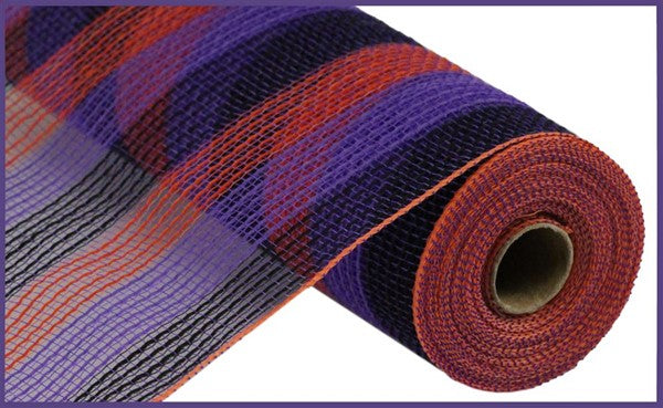 Thin Stripe, Fabric Mesh, Faux Jute, Purple, Orange, And Black, 10.5" X 10YD, RY8321D5