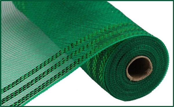 Emerald With Emerald Foil, Border Stripe, Metallic Mesh, 10.5"X 10 YD, RY850206