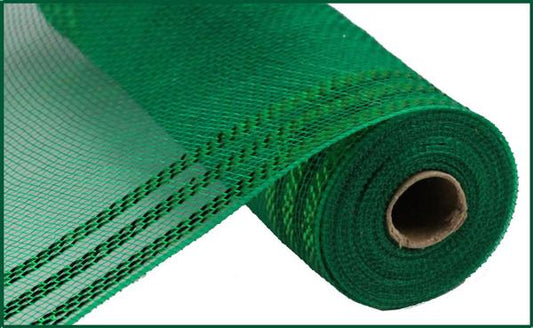 Emerald With Emerald Foil, Border Stripe, Metallic Mesh, 10.5"X 10 YD, RY850206