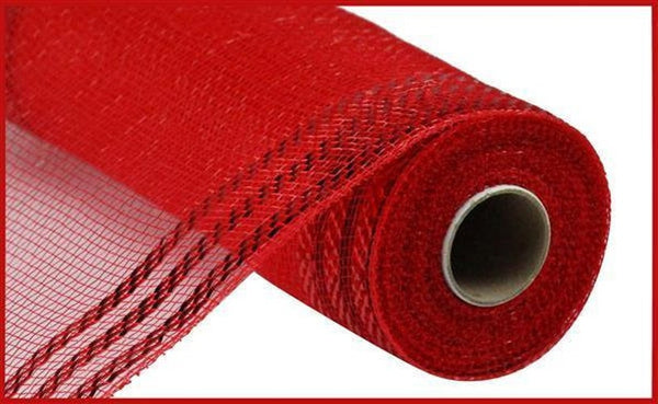 Border Stripe Mesh, Red with Red Foil, 10" X 10 YD.,CB RE850224