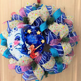 Moon, Stars, Fairy Wreath, "I Love You To The Moon and Back", Deco Mesh Wreath, Blue, Pink, Yellow, Multi, Medium Size