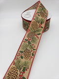 Traditional Christmas Wired Edge Ribbon / 2.5 Inches X 25 yards