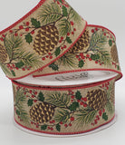 Traditional Christmas Wired Edge Ribbon / 2.5 Inches X 25 yards