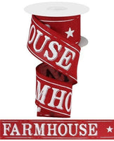 Farmhouse Ribbon, Crimson Red, White, On Royal, 2.5" X 10 YD, RG01949Y6