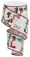 Iridescent Snowman Wired Ribbon, On Royal, Ivory, Brown, Red, White, 2.5" X 10 YD, RGA185730