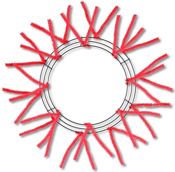 Work Wreath Form, Elevated, 15" Wire Frame, 18 Pencil Ties, Red. Color, XX750424, Brand C.B.I