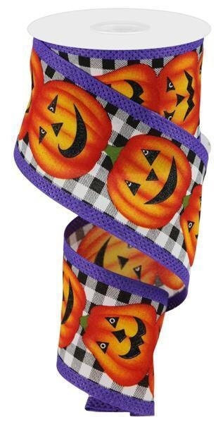 Jack-O-Lantern, Royal Edge, White, Orange, Yellow, Black, Green, Purple, 2.75" X 10YD, RGA808827