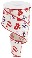 Valentine Ribbon,  Multi, Leopard, Hearts, Ivory, Red, Pink, Black, Wired, 2.5" X 10 YD, RGC177730