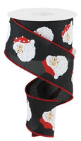 Santa Head Ribbon, On Royal, Wired, Vertical, Polka Dots, Black, Red, White, Black, 2.5" X 10 YD, RGC165002