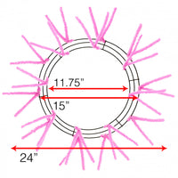 Work Wreath Form, Elevated, 15" Wire Frame, 18 Pencil Ties, Pink Color, XX750422, C.B.I.